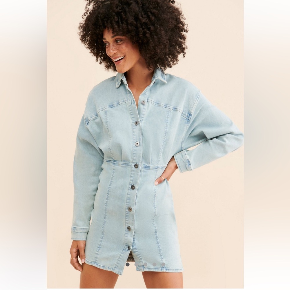 FREE PEOPLE Denim dress AMBER FITS sz Large (Sz 4.)